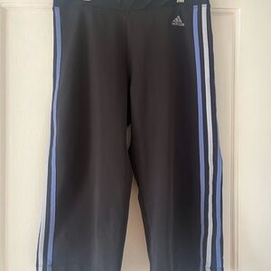 adidas Black Leggings with Blue & White Side Stripes